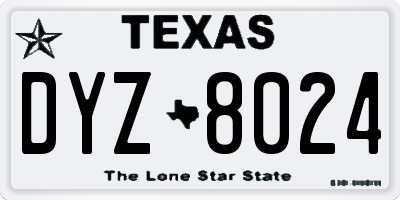 TX license plate DYZ8024