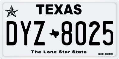 TX license plate DYZ8025