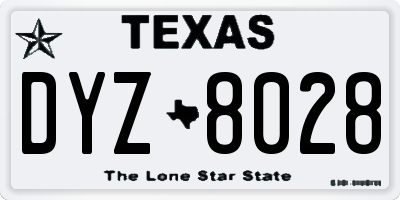 TX license plate DYZ8028