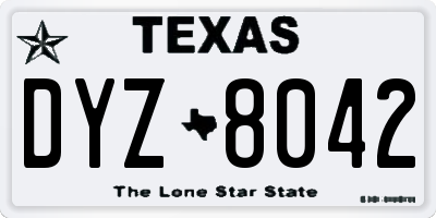 TX license plate DYZ8042