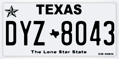 TX license plate DYZ8043