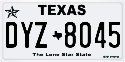 TX license plate DYZ8045