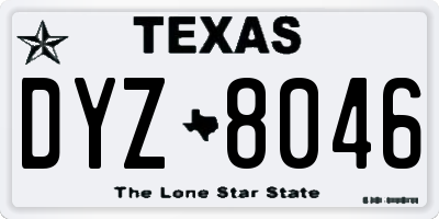 TX license plate DYZ8046