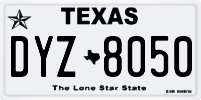 TX license plate DYZ8050