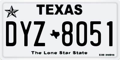 TX license plate DYZ8051