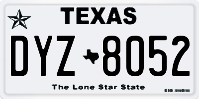 TX license plate DYZ8052