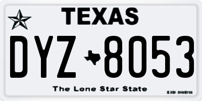 TX license plate DYZ8053