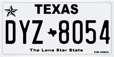 TX license plate DYZ8054