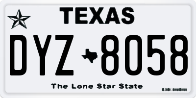 TX license plate DYZ8058