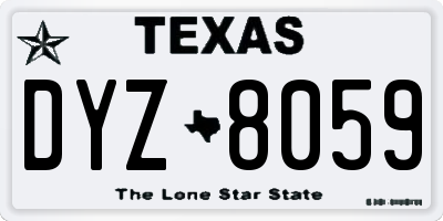 TX license plate DYZ8059