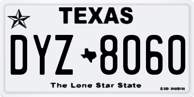 TX license plate DYZ8060