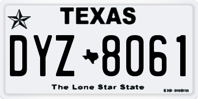 TX license plate DYZ8061