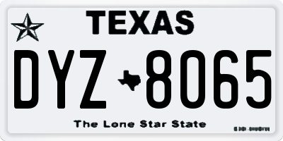 TX license plate DYZ8065