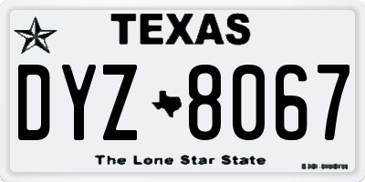 TX license plate DYZ8067