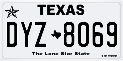 TX license plate DYZ8069