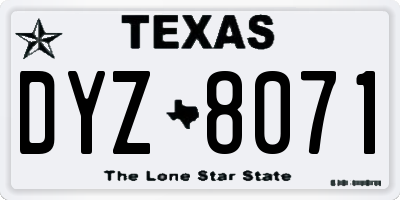 TX license plate DYZ8071