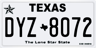 TX license plate DYZ8072
