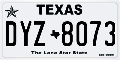 TX license plate DYZ8073