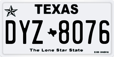 TX license plate DYZ8076
