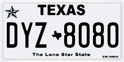 TX license plate DYZ8080
