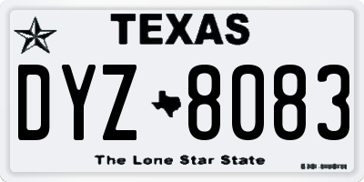TX license plate DYZ8083