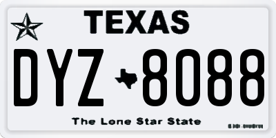TX license plate DYZ8088