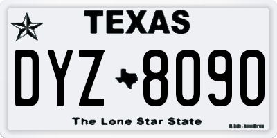 TX license plate DYZ8090