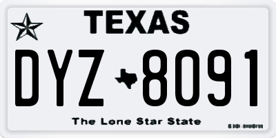 TX license plate DYZ8091