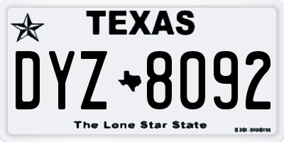 TX license plate DYZ8092