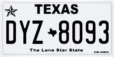 TX license plate DYZ8093