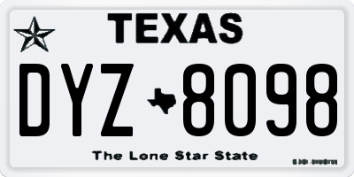 TX license plate DYZ8098