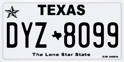TX license plate DYZ8099
