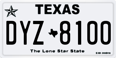 TX license plate DYZ8100
