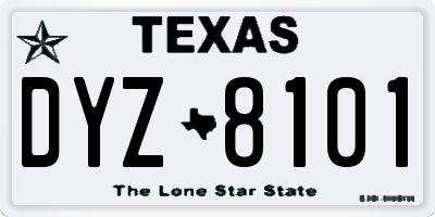 TX license plate DYZ8101