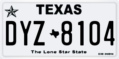 TX license plate DYZ8104