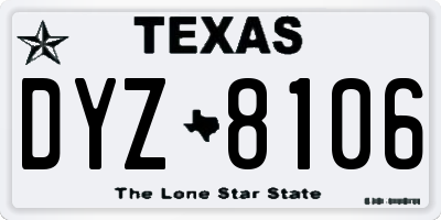 TX license plate DYZ8106