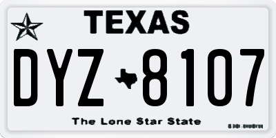 TX license plate DYZ8107