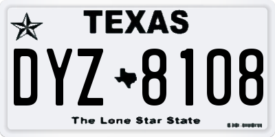 TX license plate DYZ8108
