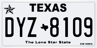 TX license plate DYZ8109