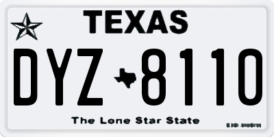 TX license plate DYZ8110