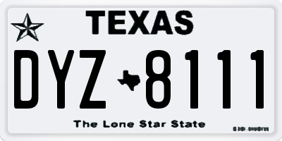 TX license plate DYZ8111