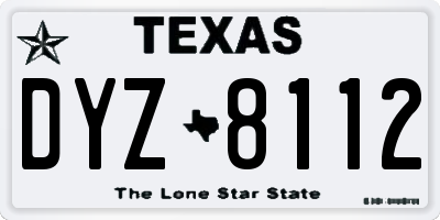 TX license plate DYZ8112