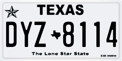 TX license plate DYZ8114