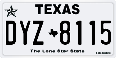 TX license plate DYZ8115