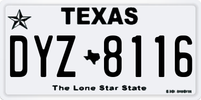 TX license plate DYZ8116