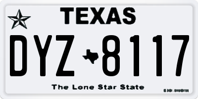 TX license plate DYZ8117