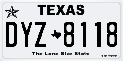 TX license plate DYZ8118