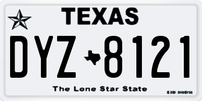 TX license plate DYZ8121