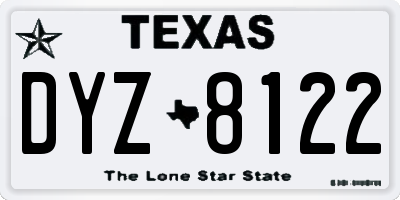 TX license plate DYZ8122