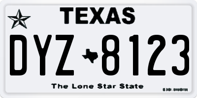 TX license plate DYZ8123